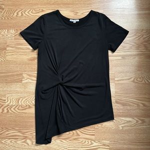 Green envelope tunic tied twist front waist shirt